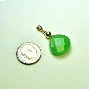 14k solid gold natural Imperial Jade pendent